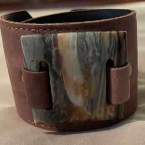 Rock Bands Leather men or women's Bracelet with Zarpeazul Stone Brand New in Box